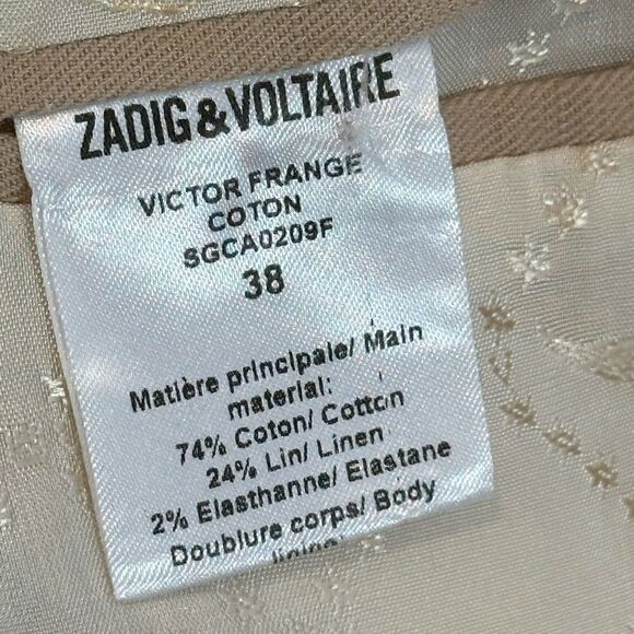 Zadig & Voltaire Victor Tan Fringe Linen Blazer | Size 8 - Picture 7 of 7